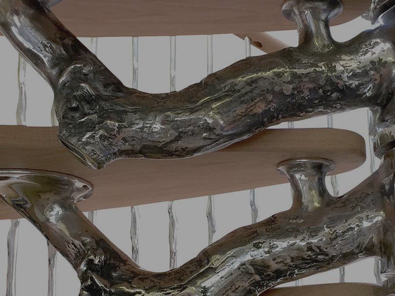 Tree spiral staircase cast in aluminium from real tree parts
