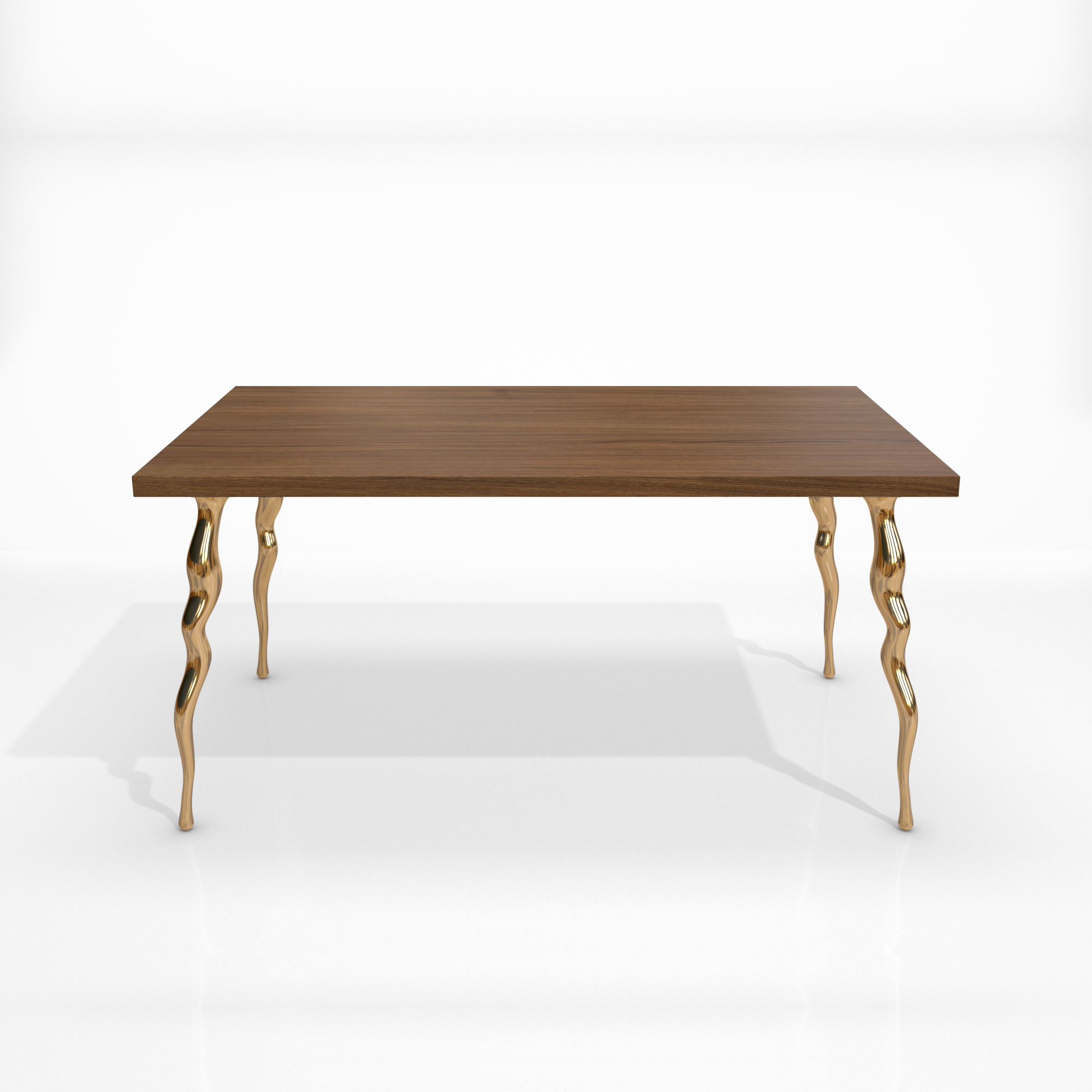 squiggle table bronze polished wood top_SQ