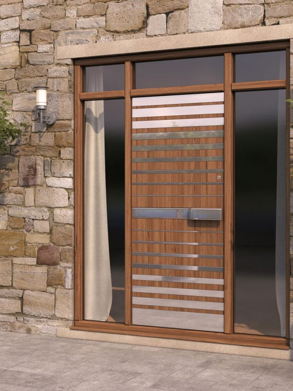 Strata 4 Wood & Steel Pattern Door