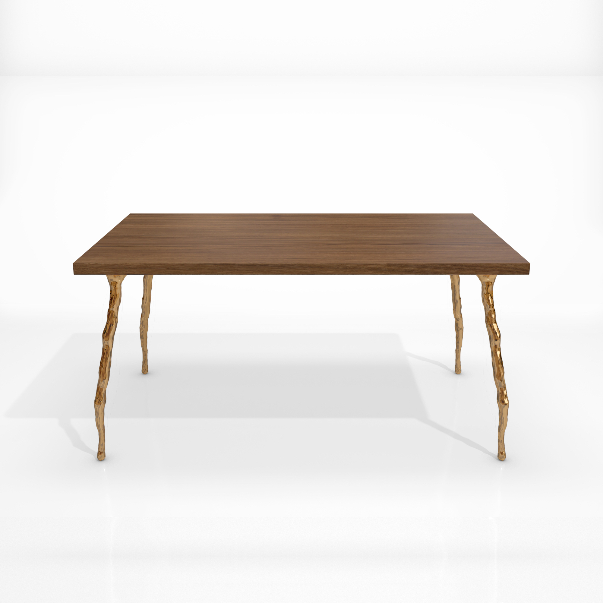 table branch bronze polished wood top_SQ