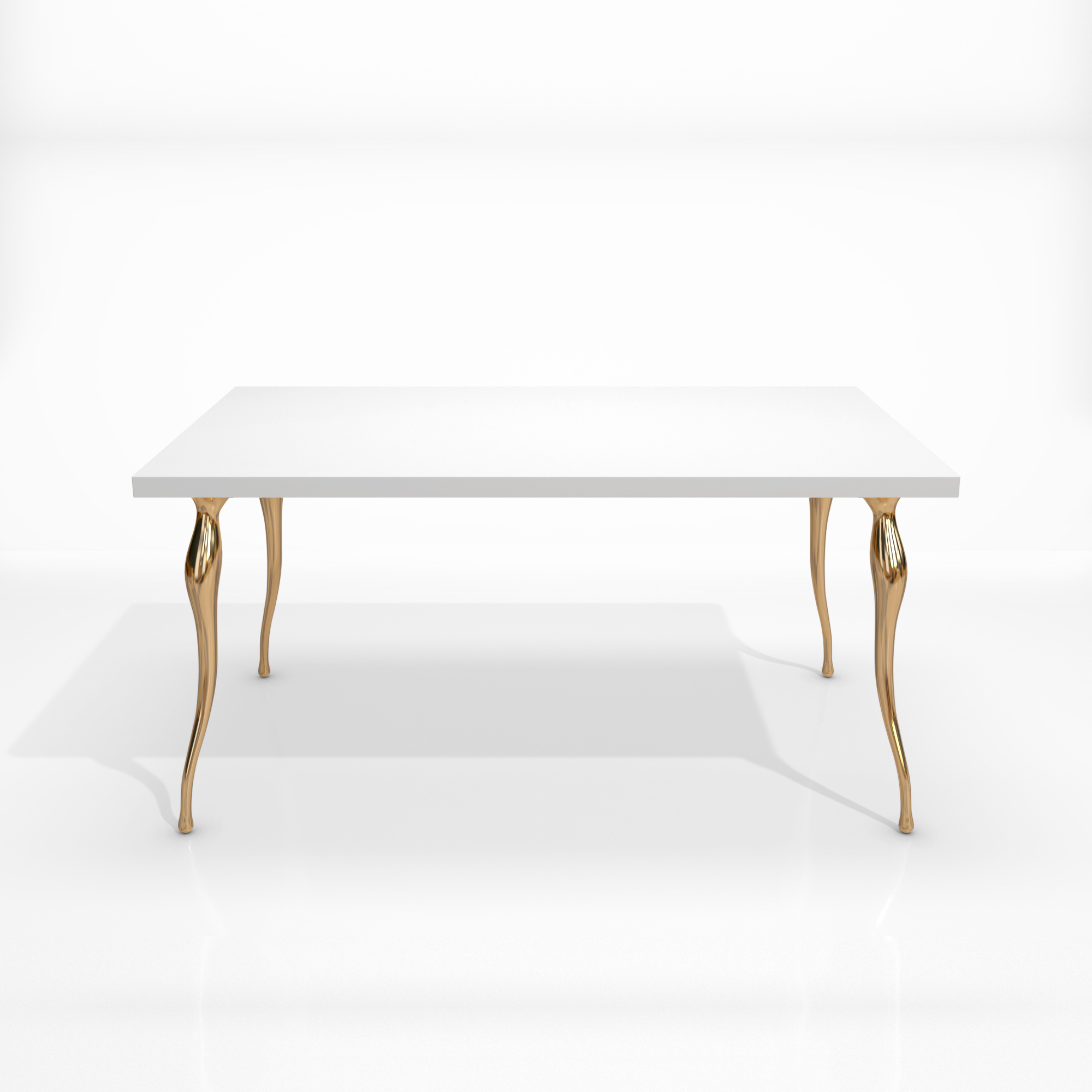table wisp bronze polished white top_SQ Table Wisp Bronze Polished White Top