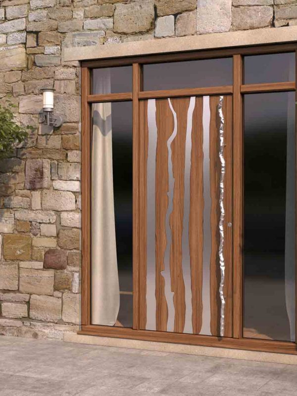 Steel Woodland Branches Inset in Wood Door